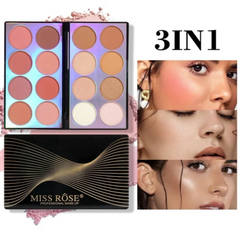 Miss Rose 3in1 Blush + Highlighter + Contour Palette