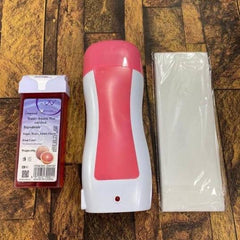 Depilatory wax heater with wax strips