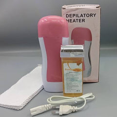 Depilatory wax heater with wax strips