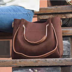 Beautiful black and brown shoulder bag with small pouch inside